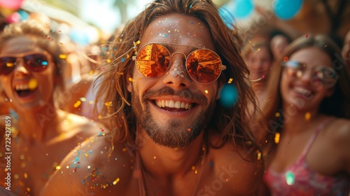 a man wearing sunglasses and smiling