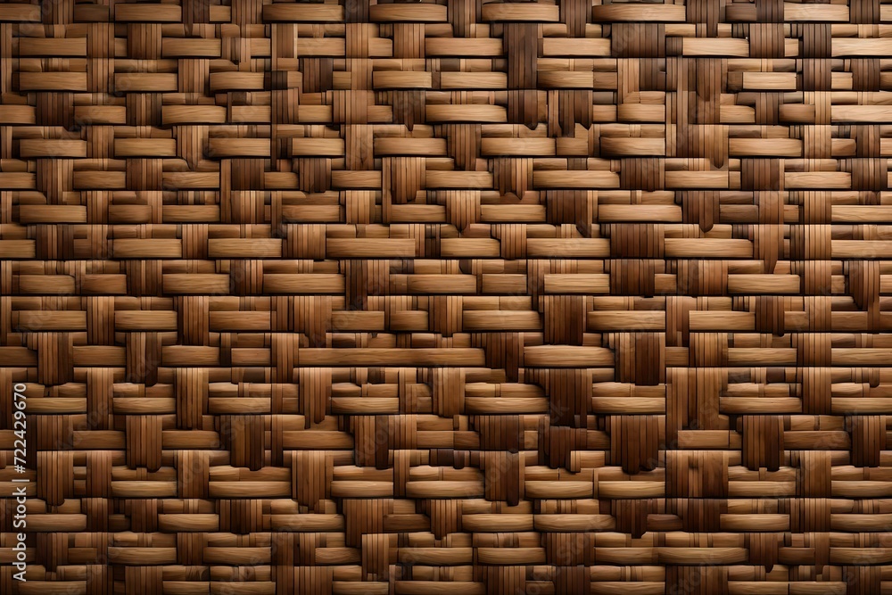 A wall adorned with oak and walnut wood wicker 3D panels, showcasing a detailed, natural grain in a seamless design. 8k A wall adorned with oak and walnut wood wicker 3D panels, showcasing a detailed, natural grain in a seamless design. 8k