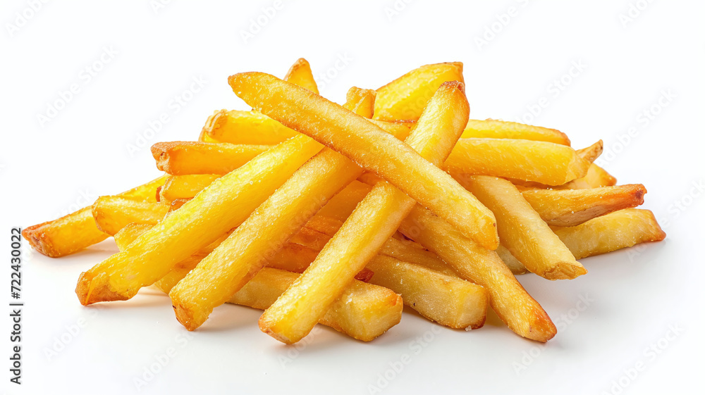 unhealthy fried french fries on a white background, fast food. unhealthy fried french fries on a white background, fast food.