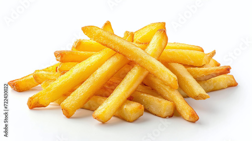unhealthy fried french fries on a white background, fast food.
