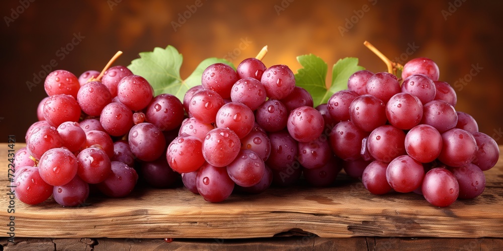Bunch of Grapes on Wooden Table Bunch of Grapes on Wooden Table