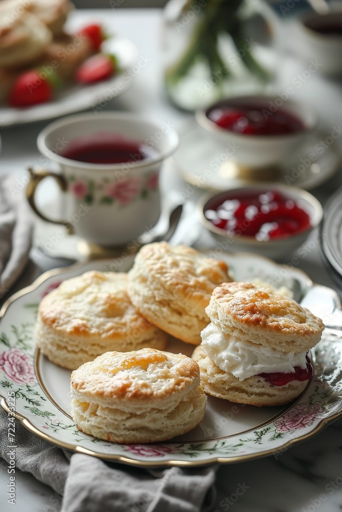 a plate of biscuits and jam