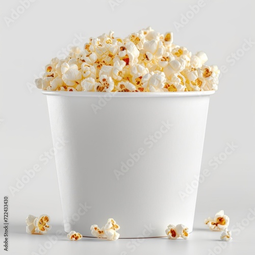 White blank popcorn bucket mockup isolated on white background.
