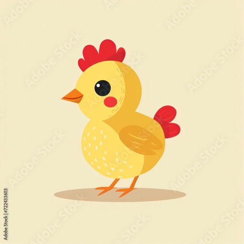 Cute Happy little baby chicken Cartoon Illustration. Animal Nature Icon Concept Isolated Flat Cartoon Style