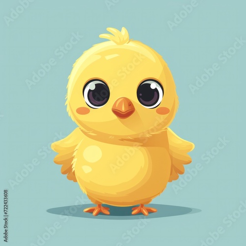 Cute Happy little baby chicken Cartoon Illustration. Animal Nature Icon Concept Isolated Flat Cartoon Style