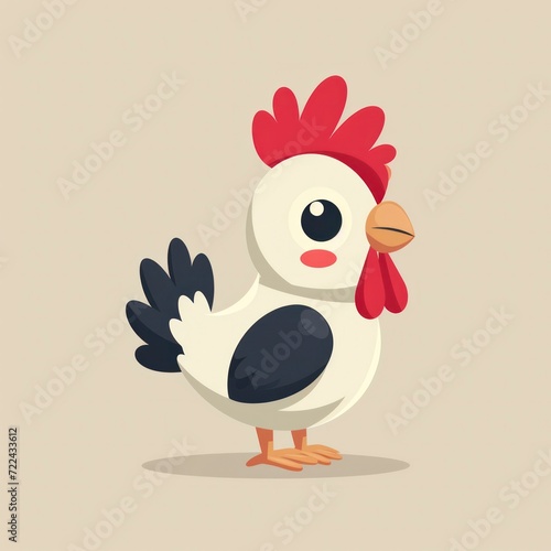 Cute Happy little baby chicken Cartoon Illustration. Animal Nature Icon Concept Isolated Flat Cartoon Style
