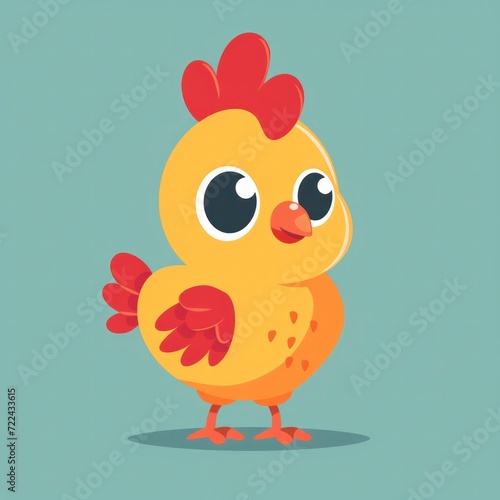 Cute Happy little baby chicken Cartoon Illustration. Animal Nature Icon Concept Isolated Flat Cartoon Style