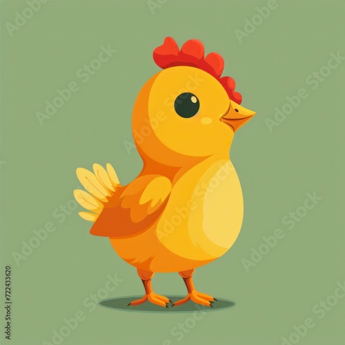 Cute Happy little baby chicken Cartoon Illustration. Animal Nature Icon Concept Isolated Flat Cartoon Style