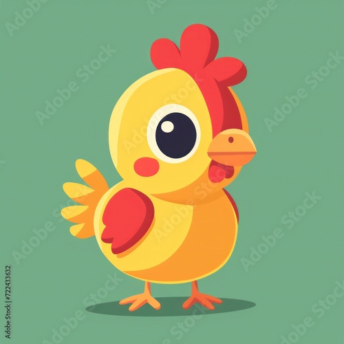 Cute Happy little baby chicken Cartoon Illustration. Animal Nature Icon Concept Isolated Flat Cartoon Style