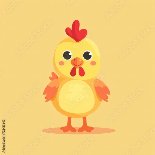 Cute Happy little baby chicken Cartoon Illustration. Animal Nature Icon Concept Isolated Flat Cartoon Style