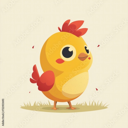 Cute Happy little baby chicken Cartoon Illustration. Animal Nature Icon Concept Isolated Flat Cartoon Style