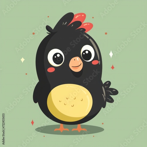 Cute Happy little baby chicken Cartoon Illustration. Animal Nature Icon Concept Isolated Flat Cartoon Style