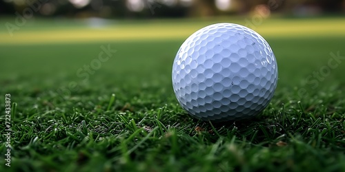 Golf Ball Resting on a Lush Green Field