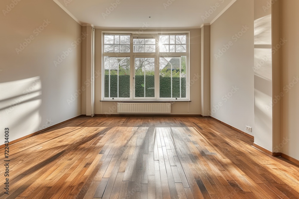 Empty living room with hardwood floor and window Empty living room with hardwood floor and window