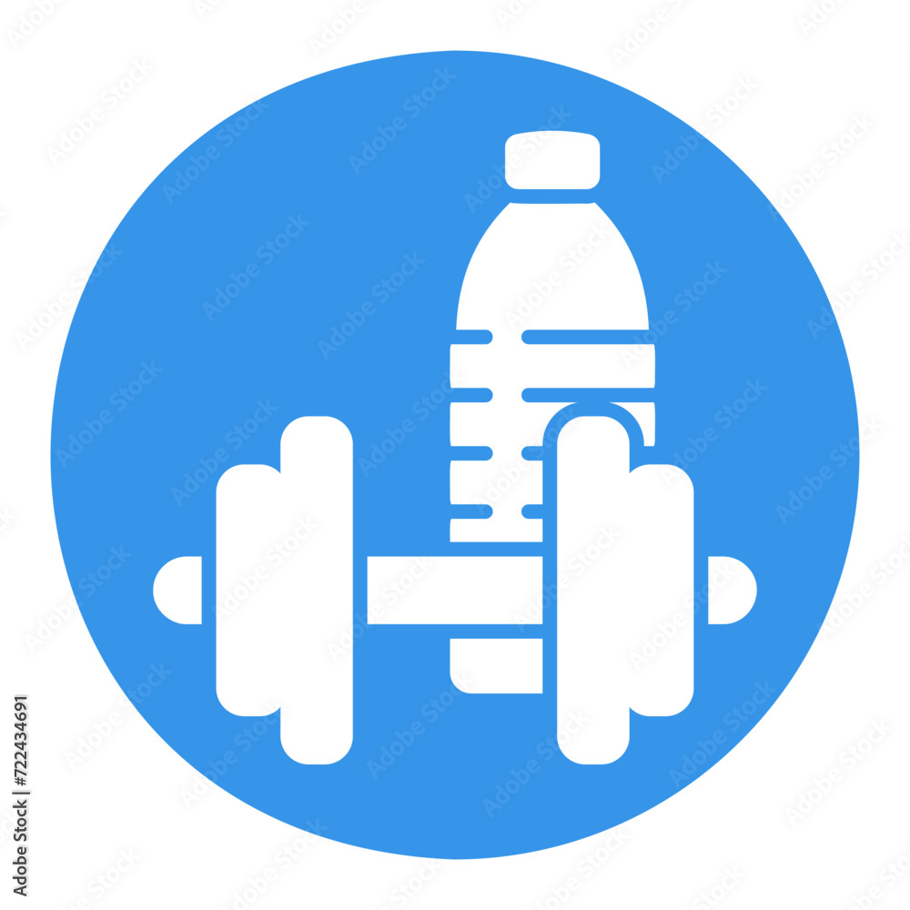 Gym exercise dumbbell with water bottle icon Gym exercise dumbbell with water bottle icon