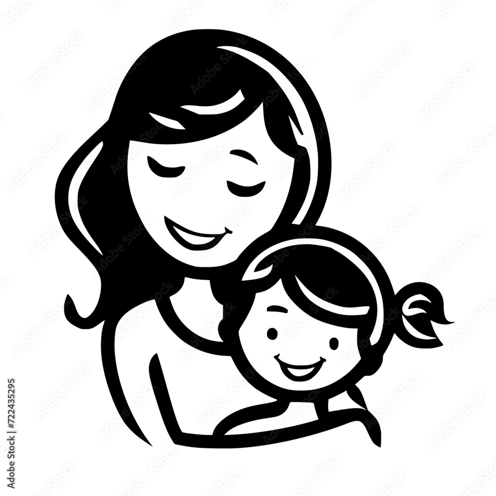 Cute daughter and mother hand drawn icon simple svg vector Cute daughter and mother hand drawn icon simple svg vector