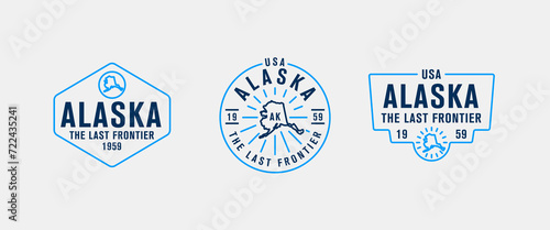 Alaska - The Last Frontier. Alaska state logo, label, poster. Vintage poster. Print for T-shirt, typography. Vector illustration