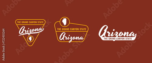 Arizona - The Grand Canyon State. Arizona state logo, label, poster. Vintage poster. Print for T-shirt, typography. Vector illustration