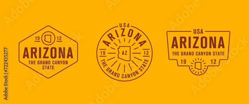 Arizona - The Grand Canyon State. Arizona state logo, label, poster. Vintage poster. Print for T-shirt, typography. Vector illustration