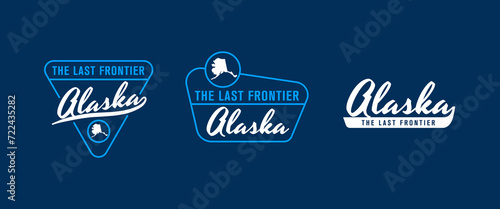 Alaska - The Last Frontier. Alaska state logo, label, poster. Vintage poster. Print for T-shirt, typography. Vector illustration