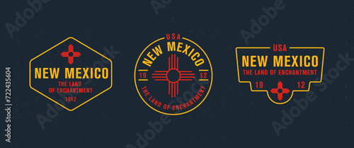 New Mexico - The Land of Enchantment. New Mexico state logo, label, poster. Vintage poster. Print for T-shirt, typography. Vector illustration