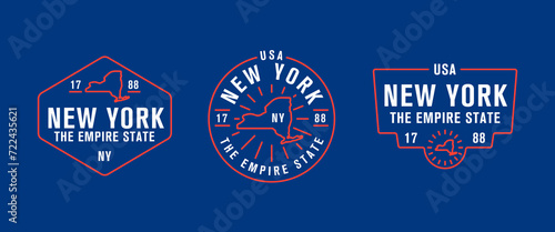 New York - The Empire State. New York state logo, label, poster. Vintage poster. Print for T-shirt, typography. Vector illustration