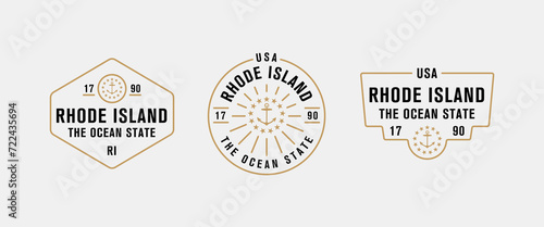 Rhode Island - The Ocean State. Rhode Island state logo, label, poster. Vintage poster. Print for T-shirt, typography. Vector illustration