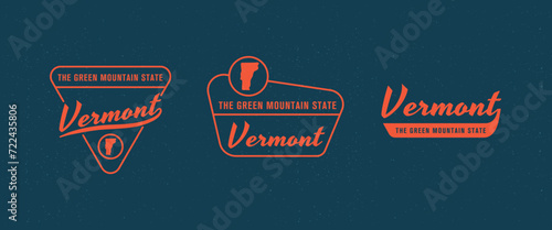 Vermont - The Green Mountain State. Vermont state logo, label, poster. Vintage poster. Print for T-shirt, typography. Vector illustration photo