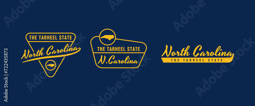 North Carolina - The Tar heel State. North Carolina state logo, label, poster. Vintage poster. Print for T-shirt, typography. Vector illustration