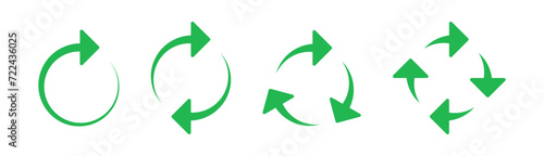 Refresh icon vector. Green recycle vector icon symbol. Repeat and reload icons set and arrow rotation circle. Sync icon symbol convert button sign photo