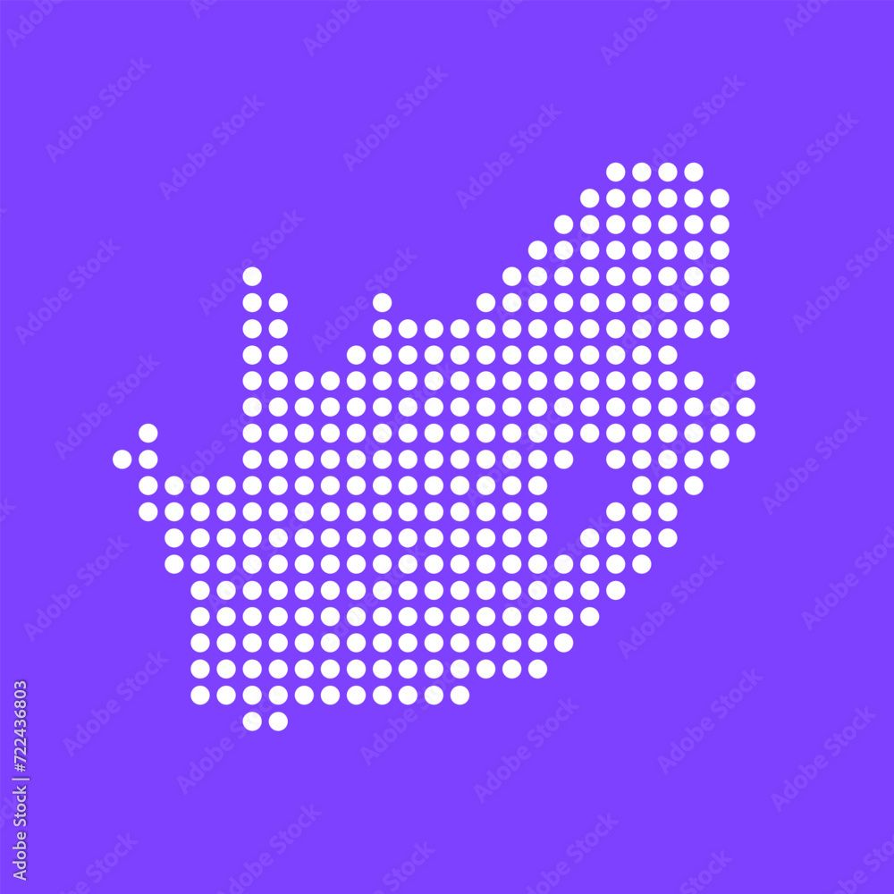 Vector square pixel dotted map of South Africa isolated on background. Digital map logo.