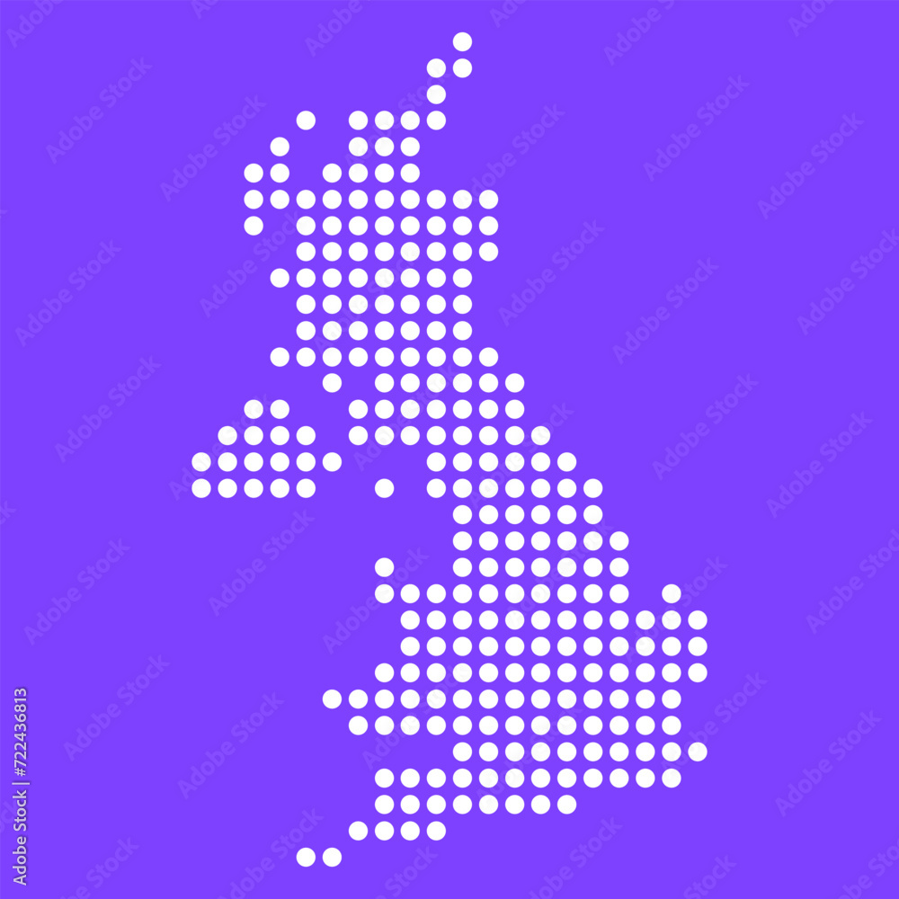 Vector square pixel dotted map of Great Britain isolated on background. Digital map logo.