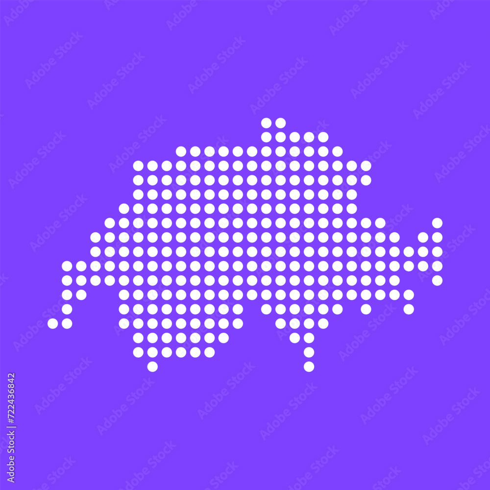 Vector square pixel dotted map of Switzerland  isolated on background. Digital map logo.