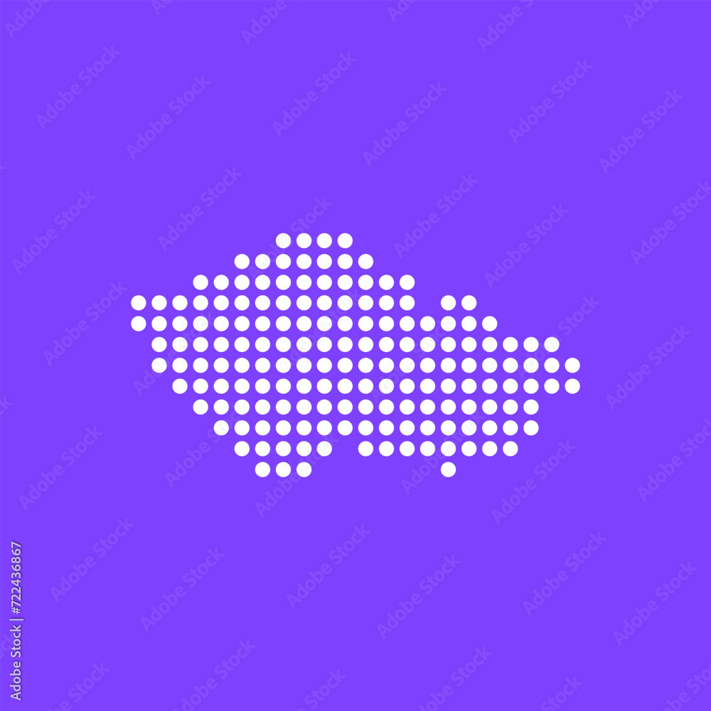 Fototapeta premium Vector square pixel dotted map of Czech Republic isolated on background. Digital map logo.
