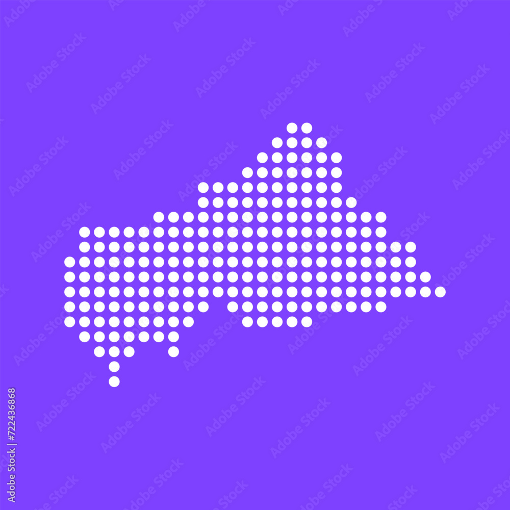 Fototapeta premium Vector square pixel dotted map of Central African Republic isolated on background. Digital map logo.