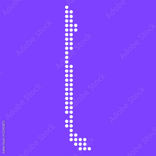 Vector square pixel dotted map of Chile isolated on background. Digital map logo.