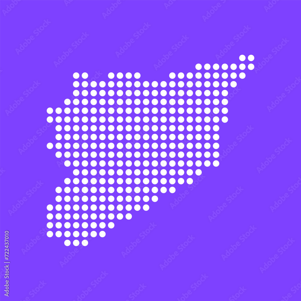 Vector square pixel dotted map of Syria isolated on background. Digital map logo.