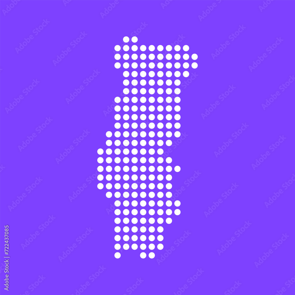 Vector square pixel dotted map of Portugal isolated on background. Digital map logo.