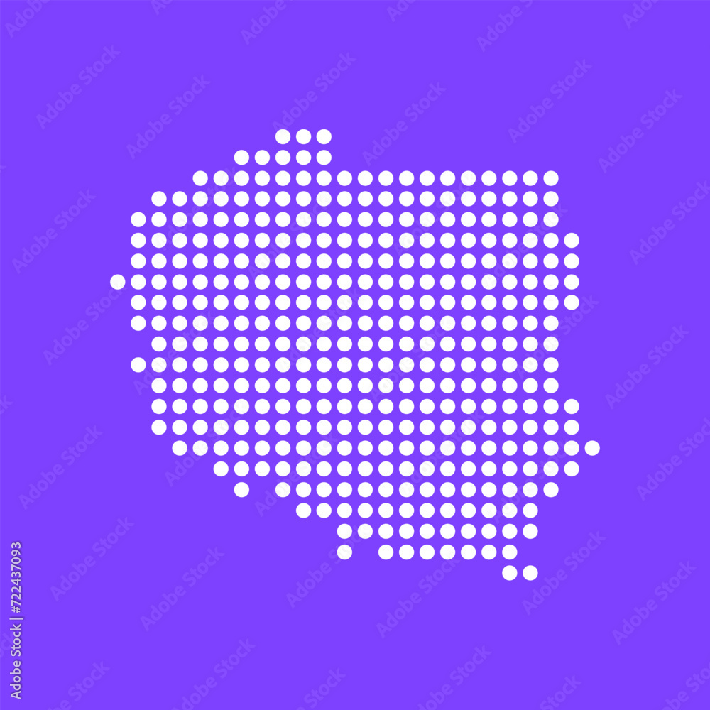 Vector square pixel dotted map of Poland isolated on background. Digital map logo.