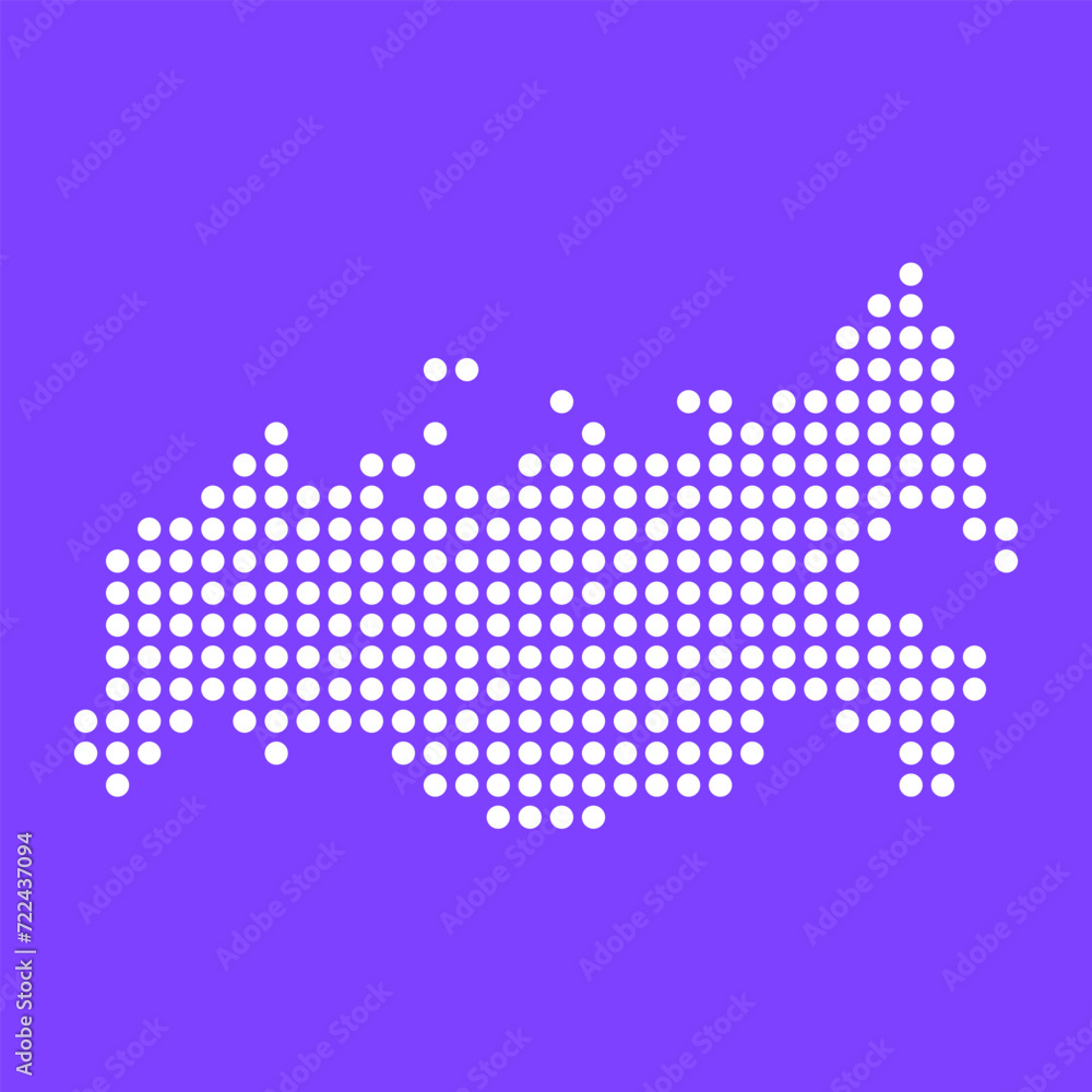 Vector square pixel dotted map of Russia isolated on background. Digital map logo.