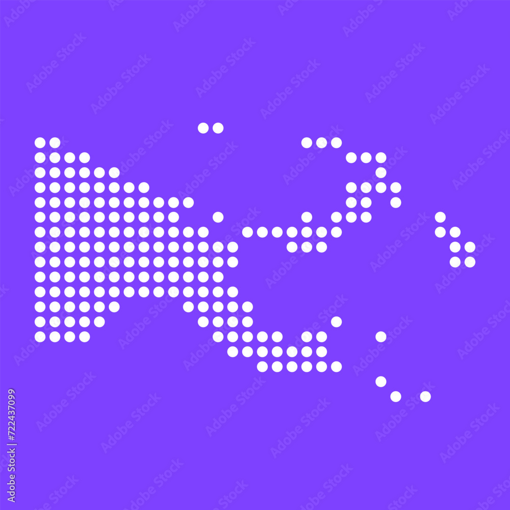 Vector square pixel dotted map of Papua New Guinea isolated on background. Digital map logo.