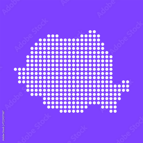 Vector square pixel dotted map of Romania isolated on background. Digital map logo.