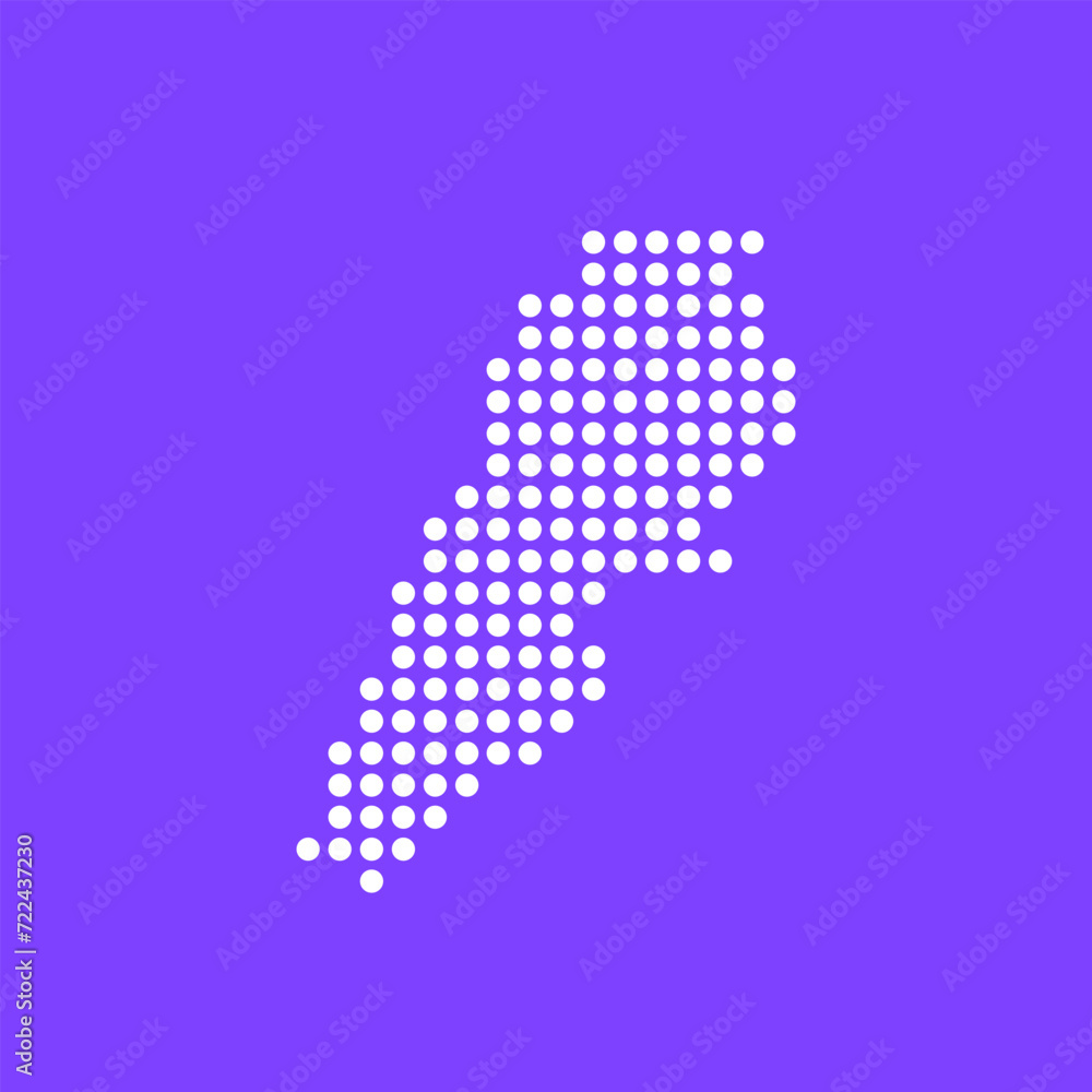 Vector square pixel dotted map of Lebanon isolated on background.