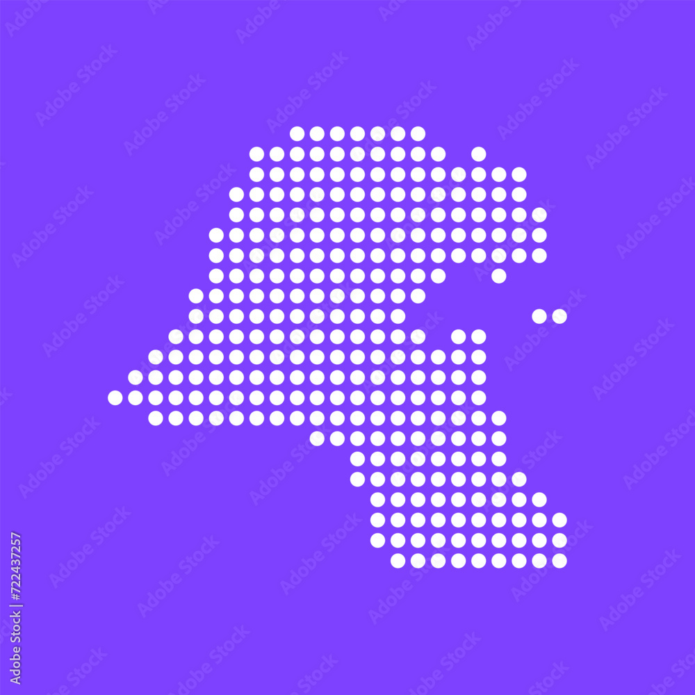 Vector square pixel dotted map of Kuwait isolated on background.