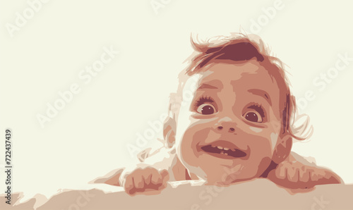 cute baby portrait vector with smiles and funny gestures