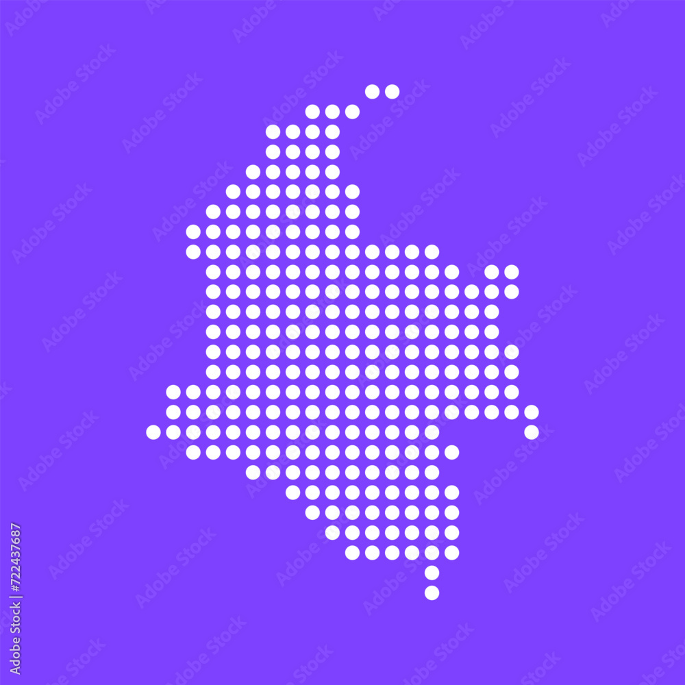 Fototapeta premium Vector square pixel dotted map of Columbia isolated on background.