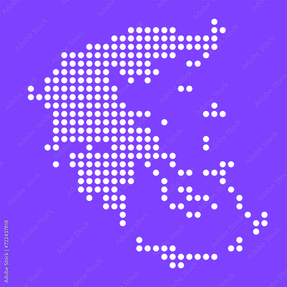Vector square pixel dotted map of Greece isolated on background. Vector square pixel dotted map of Greece isolated on background.