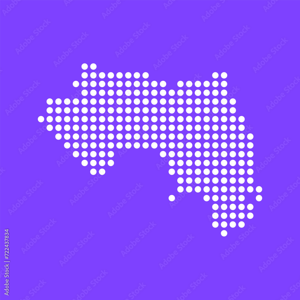 Vector square pixel dotted map of Guinea isolated on background.