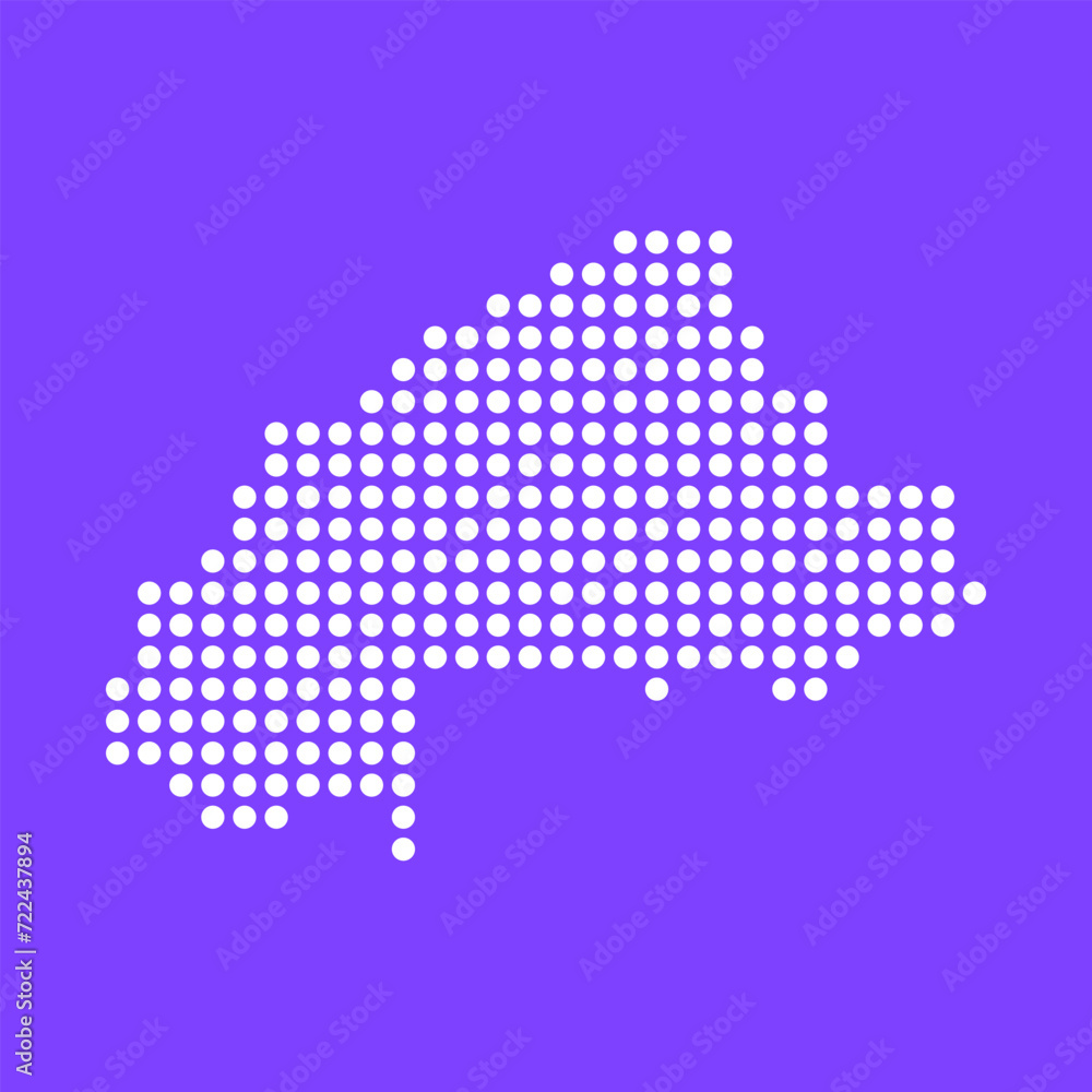 Fototapeta premium Vector square pixel dotted map of Burkina Faso isolated on background.