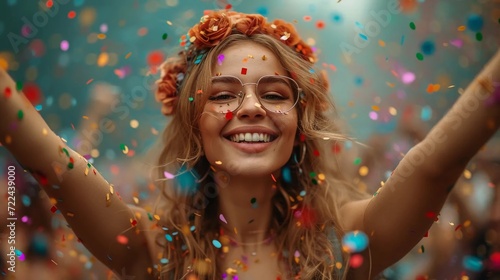 Smiling girl at a music festival